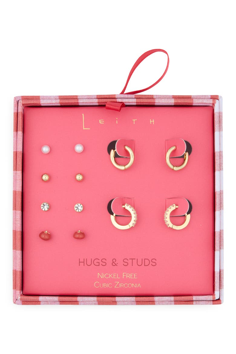 6-Pack Tomato Assorted Earrings Set, Main, color, RED MULTI- GOLD