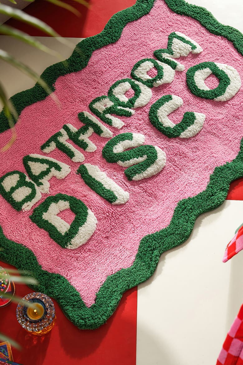 Punjab 100% Cotton Bath Mat 24X35 In, Alternate, color, Pink