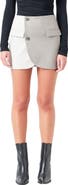 Grey Lab Colorblock Wrap Miniskirt