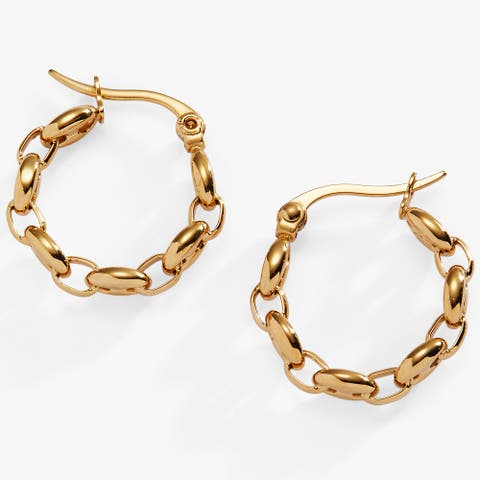 Frozen Mariner Chain Hoop Earrings