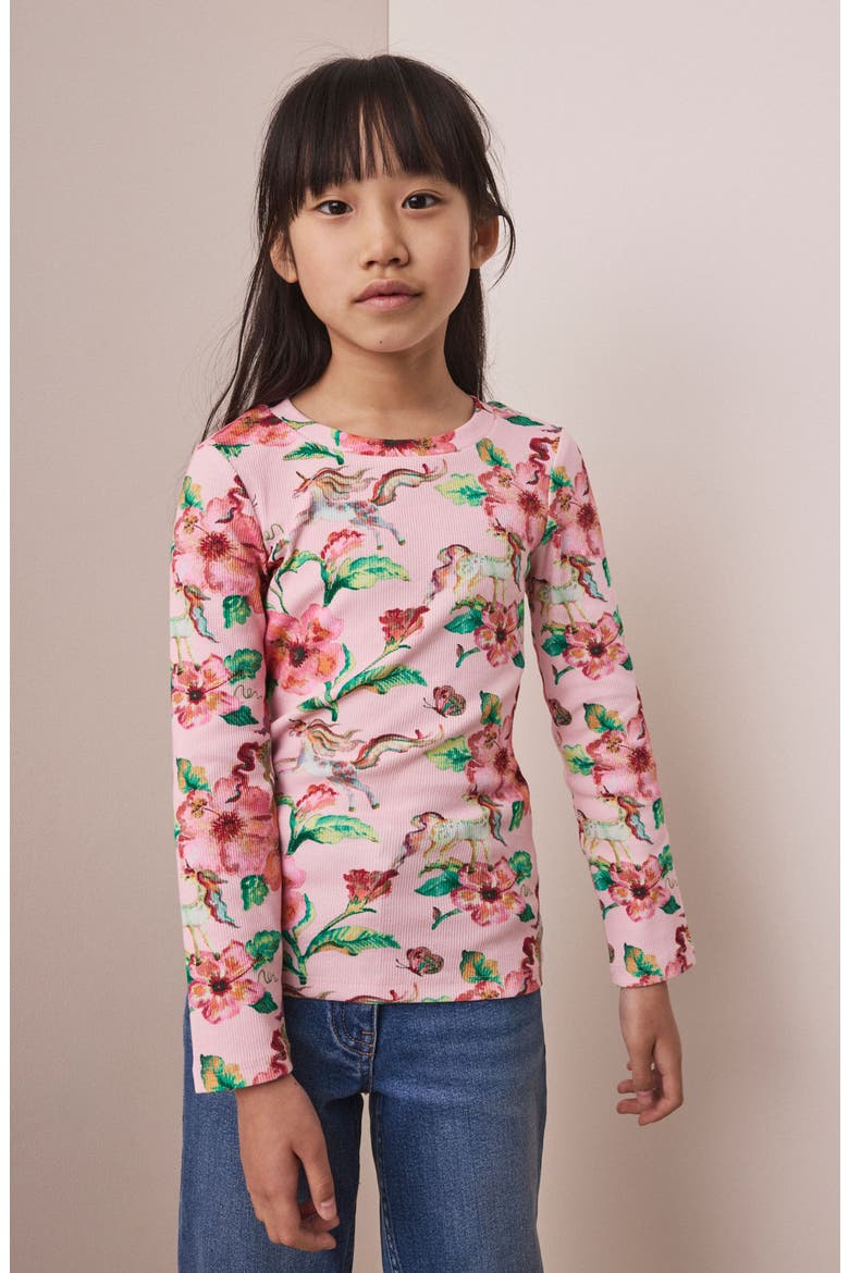 Kids' Floral Rib T-Shirt, Alternate, color, PINK