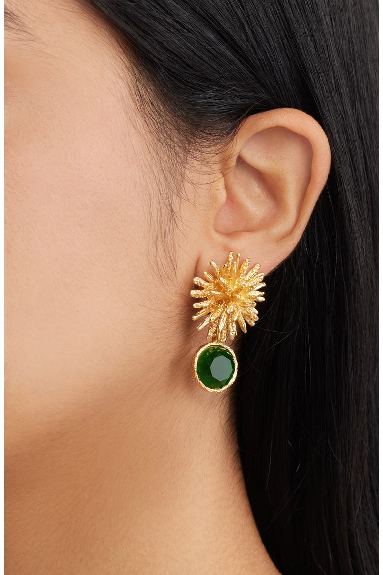 Starburst Clip-On Drop Earrings, Alternate, color, GOLD