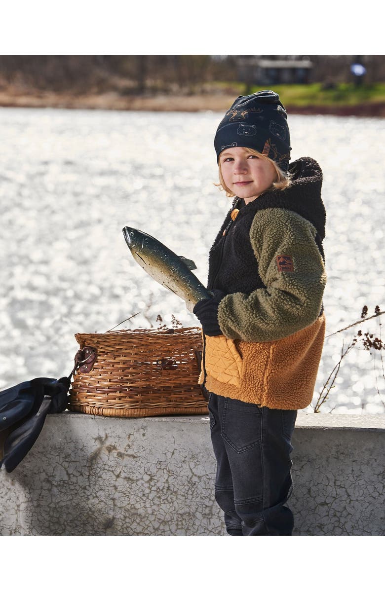 Deux par Deux Baby Boy's Mid-Season Colorblock Jacket Black, Tan, And Olive Green, Alternate, color, 