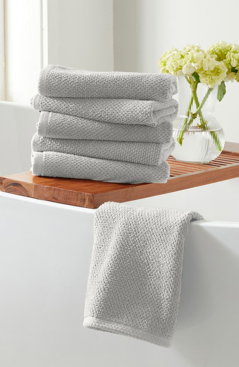 Woven & Weft Textured Single Bath Towel, Alternate, color, Light Grey
