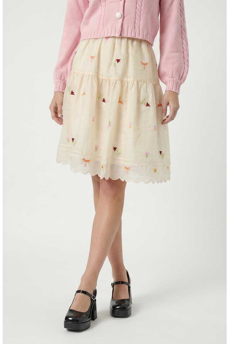 Embroidered Tulle Skirt, Main, color, Beige
