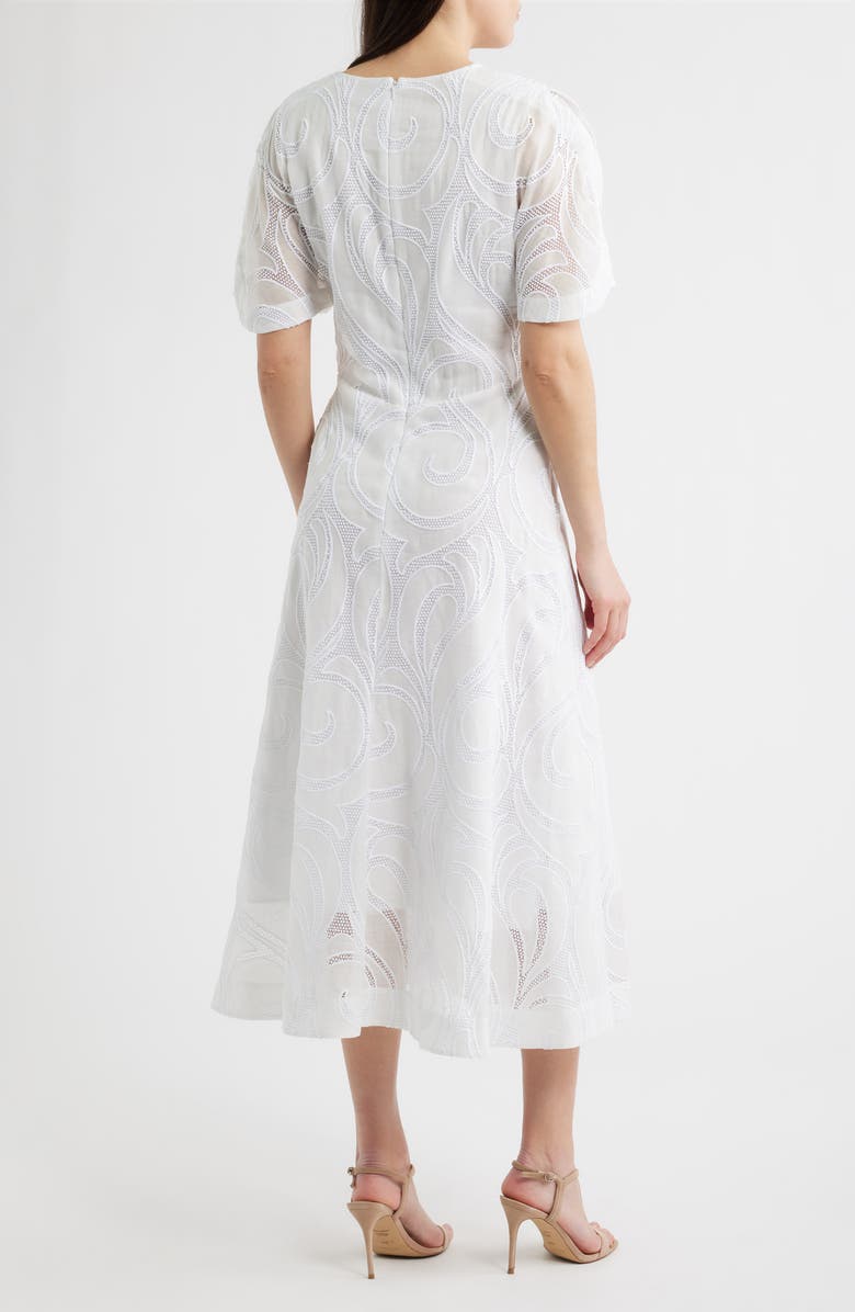 BOSS Denazal Embroidered Midi Dress, Alternate, color, Soft Cream
