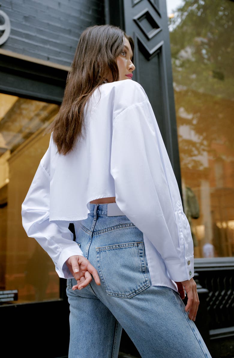 Marcella Ezra High-Low Cotton Button-Up Shirt, Alternate, color, 