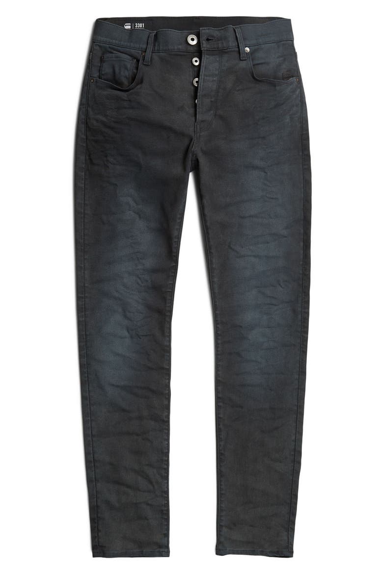 3301 Slim Fit Jeans, Alternate, color, DARK AGED GREY