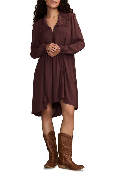 Embroidered Long Sleeve Shirtdress