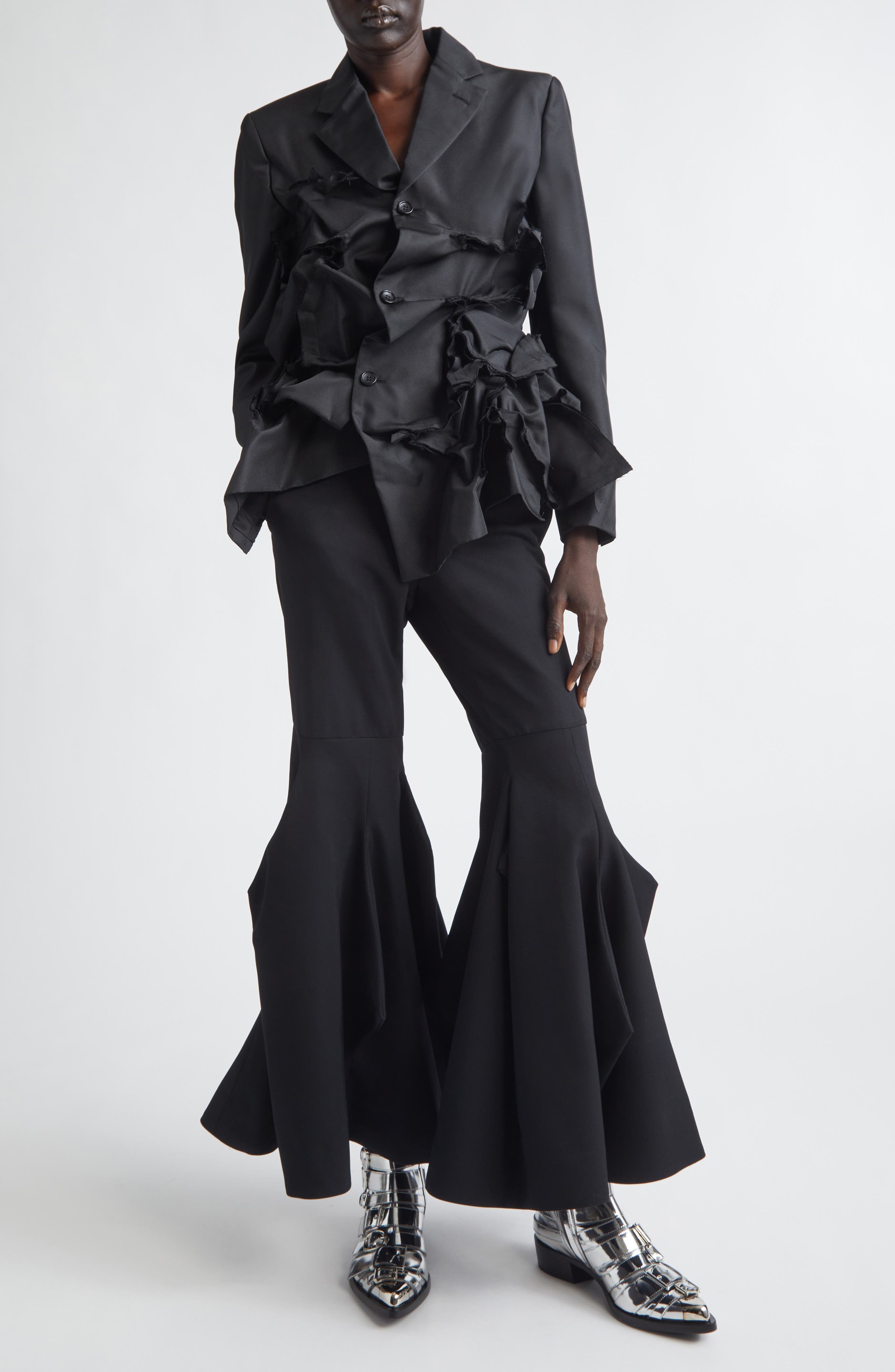 Asymmetric Single Breasted Gabardine Blazer - image 2