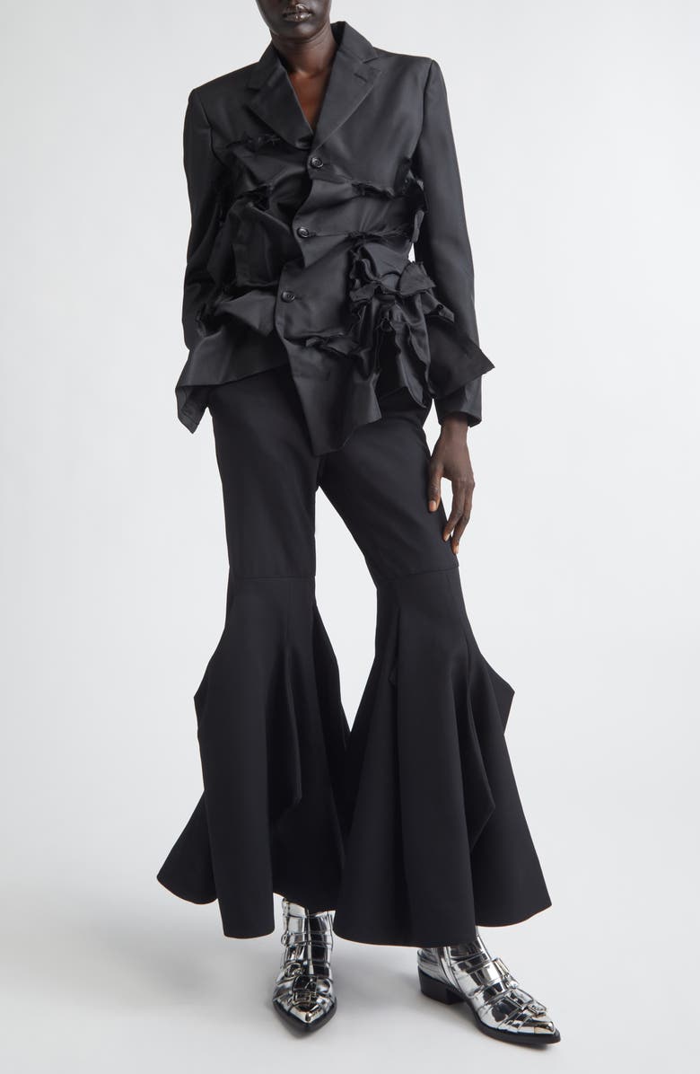 Comme des Garçons Asymmetric Single Breasted Gabardine Blazer, Alternate, color, Black