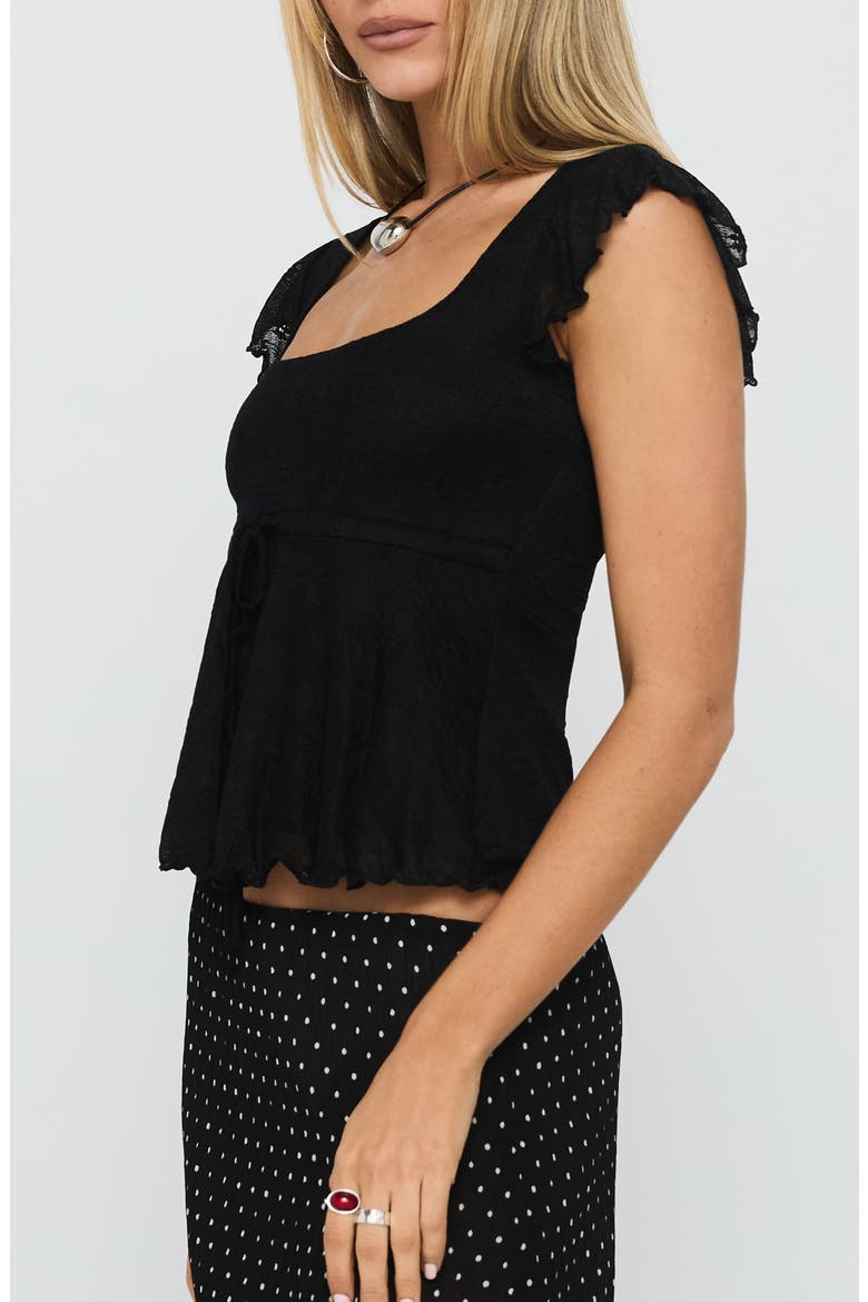 Auroraah Frill Babydoll Top, Alternate, color, BLACK
