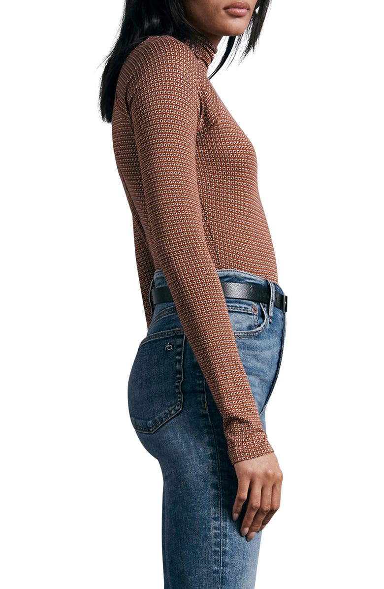 rag & bone Shaw Geo Print Paneled Funnel Neck Top, Alternate, color, Brwnmlt