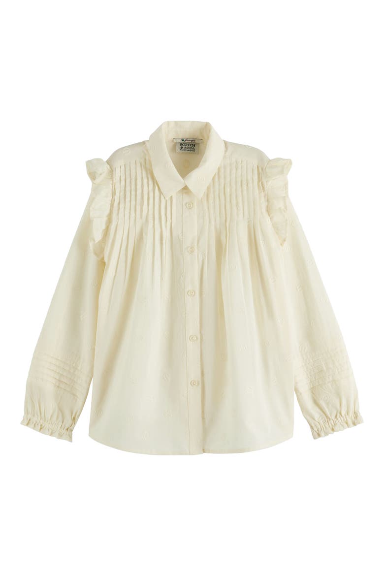 Kids' Ruffle Accent Cotton Button-Up Shirt, Main, color, CALICO