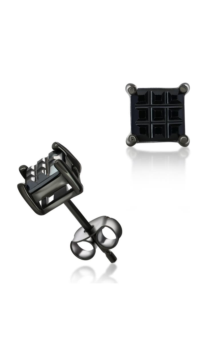 Donatello Gian Sterling Silver Black Rhodium Plated Diamond Cut Studs, Main, color, Black