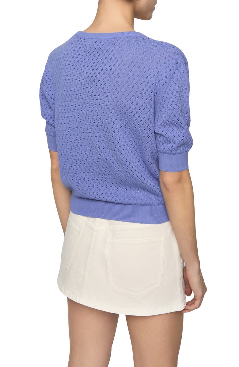 Rebecca Minkoff Nova Pointelle Elbow Sleeve Cotton Sweater, Alternate, color, Periwinkle