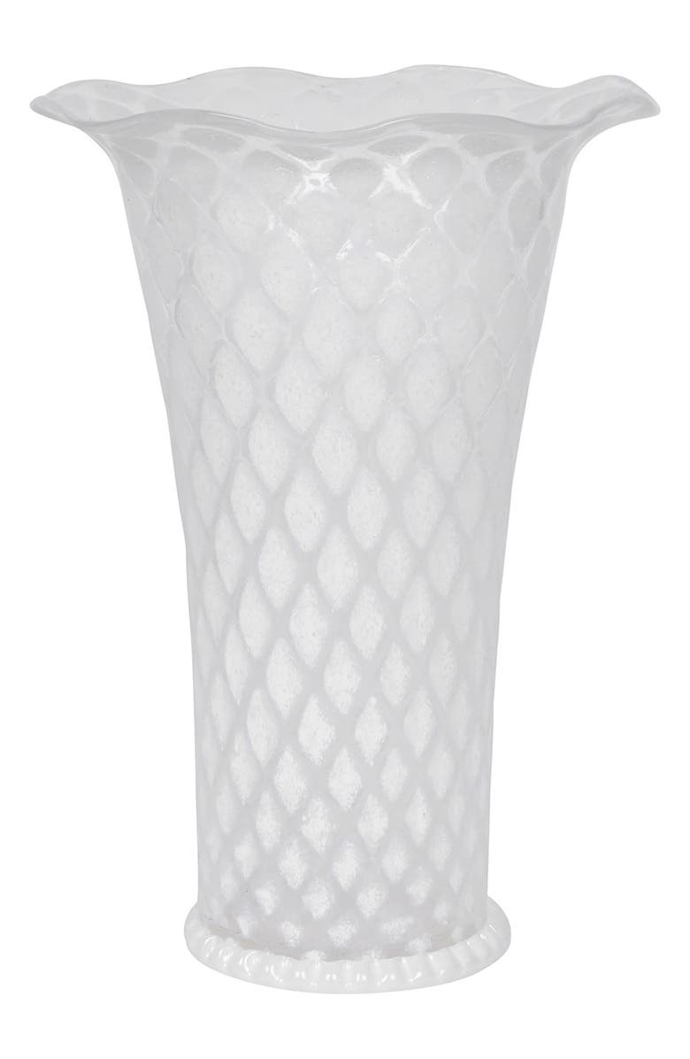 Juliska Trellis Glass Vase, Main, color, White