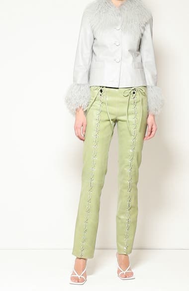 Saks Potts Christina Lace-Up Lambskin Leather Pants | Nordstrom