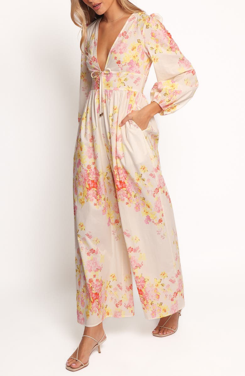 Petal & Pup Celestine Floral Long Sleeve Cotton Jumpsuit, Alternate, color, Pink Floral