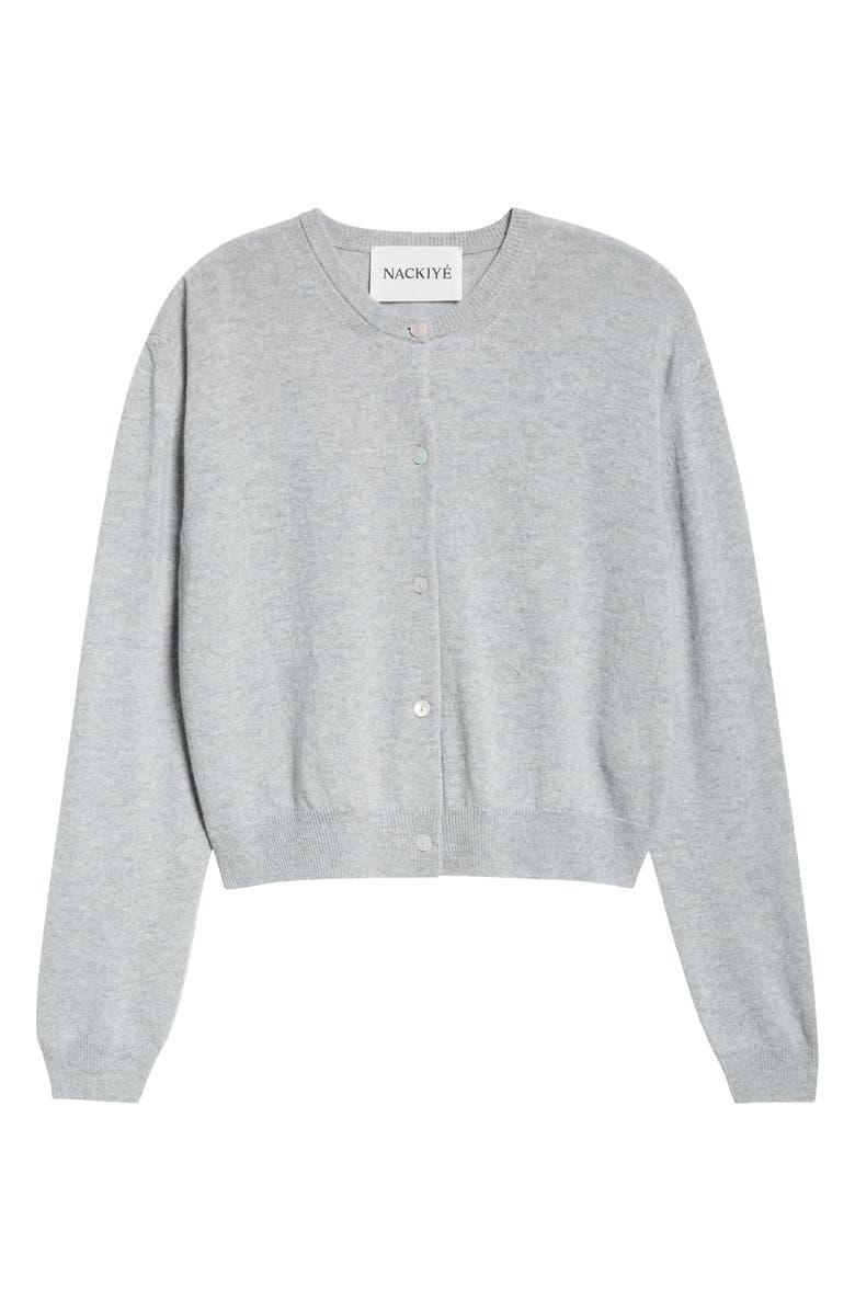 NACKIYÈ Classic Cashmere Cardigan, Alternate, color, Gris