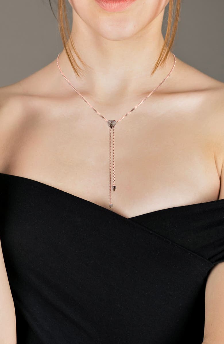 LuvMyJewelry Luv Me Lace Agate Slide Y-Necklace, Alternate, color, 14Kt Rose Gold Vermeil