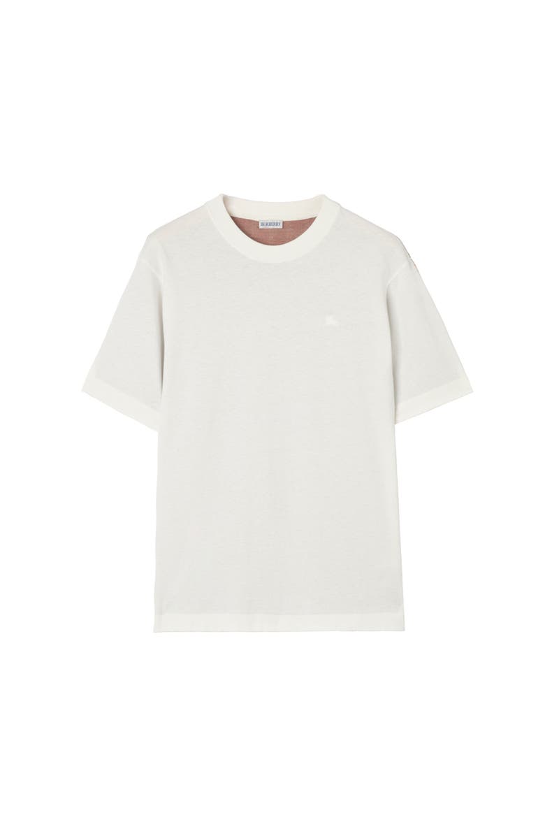 Burberry Check Cotton T-shirt, Alternate, color, Chalk White