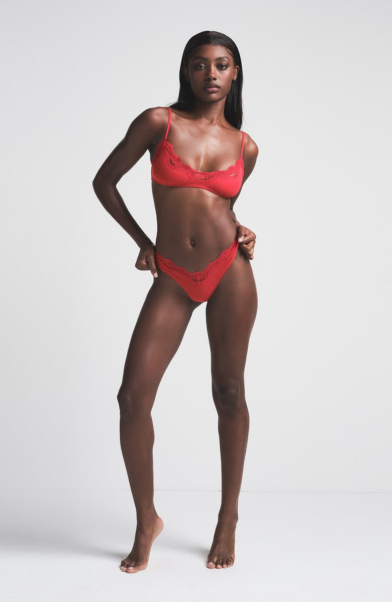 SKIMS Assorted 5-Pack Fits Everybody Lace Dipped Thongs, Alternate, color, 