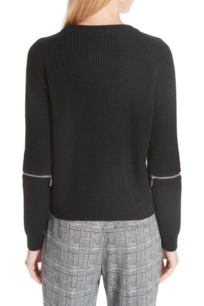 Sailey Cotton Sweater, Alternate, color, BLACK