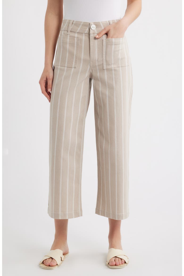 Stripe Crop Wide Leg Pants, Main, color, LATTE/ CAFE