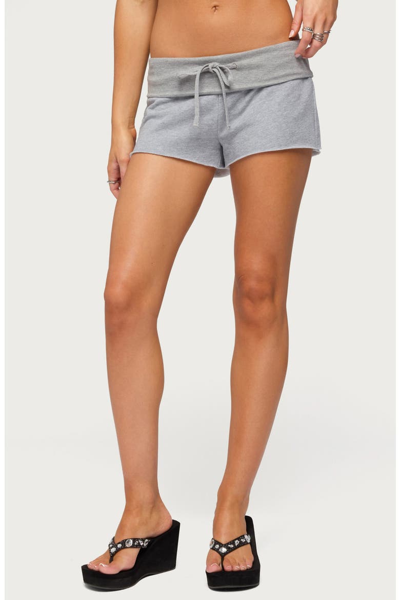 Briana Low Rise Foldover Drawstring Shorts, Main, color, GRAY-MELANGE
