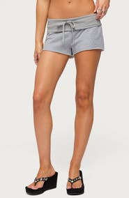 EDIKTED Briana Low Rise Foldover Drawstring Shorts