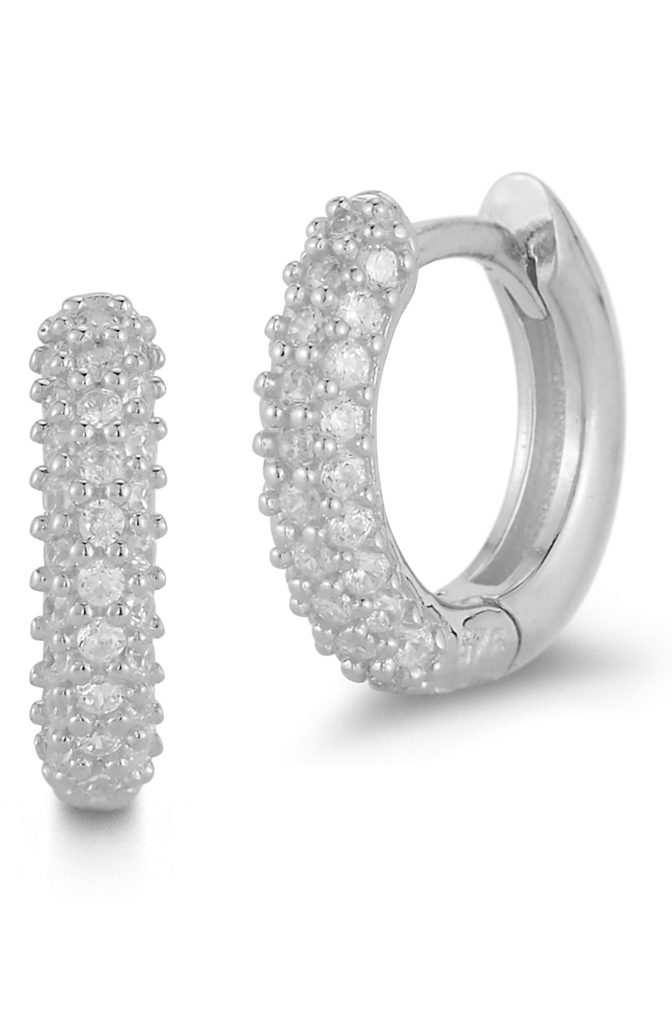SPHERA MILANO Pavé Cubic Zirconia Huggie Hoop Earrings