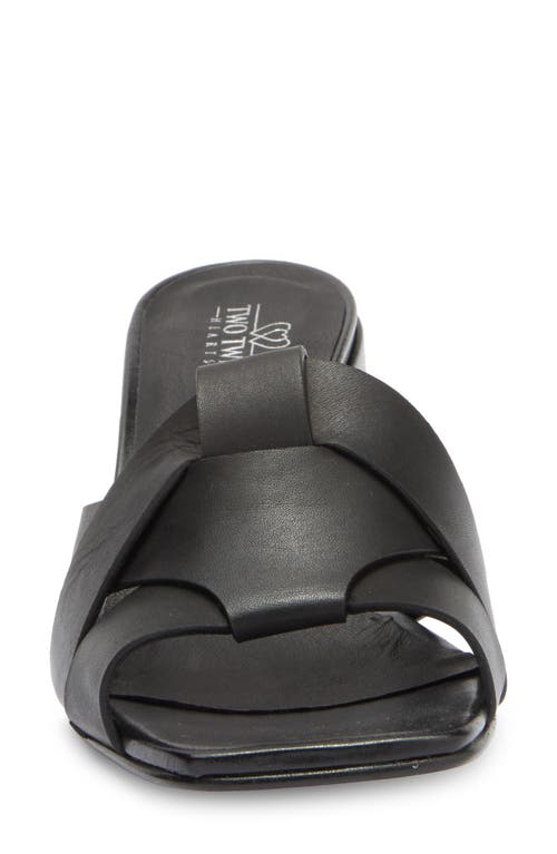 2 Twin Hearts Cross Band Block Heel Sandal In Black