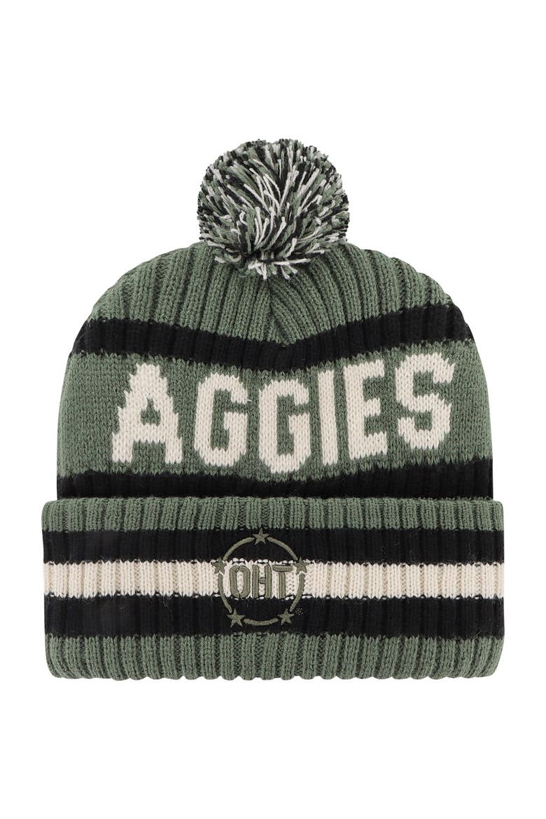 Men's '47 Green Texas A&M Aggies OHT Military Appreciation Bering Cuffed Knit Hat with Pom, Alternate, color, Green