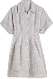 Madewell Pleated Linen Mini Shirtdress