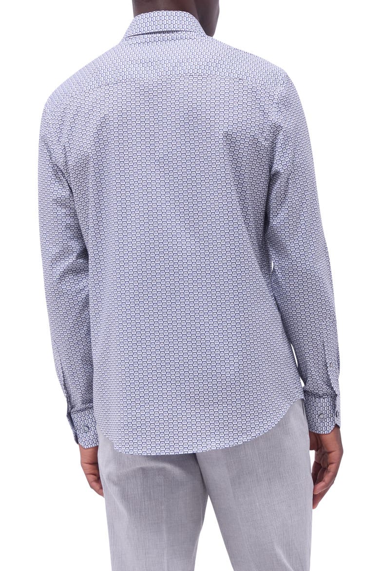 Axel Geo Print Shaped Fit Stretch Cotton Button-Up Shirt, Alternate, color, ZINC