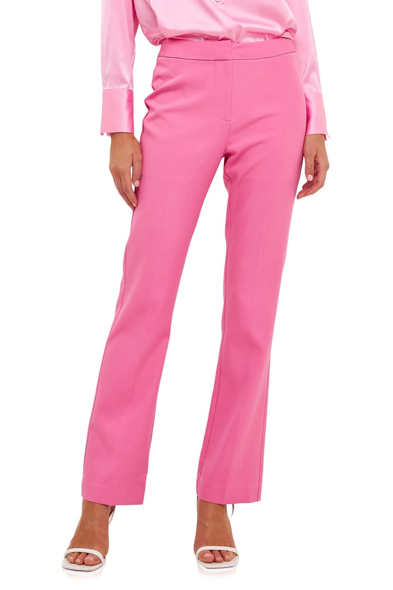 Flat Front Trousers, Main, color, PINK