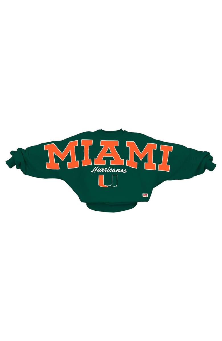 PRESSBOX Women's Pressbox Green Miami Hurricanes Flannigan Oversized Dolman Pullover Sweatshirt, Main, color, Green