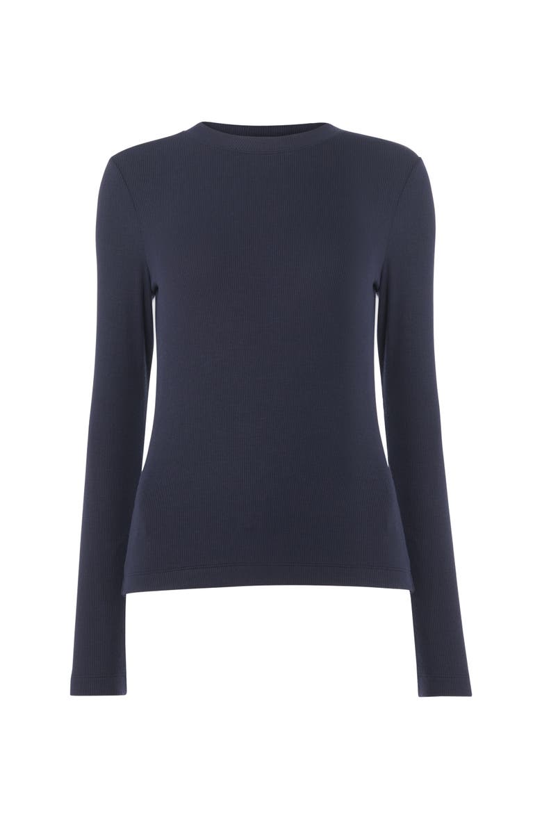 Essential Ribbed Crewneck Knit Top, Alternate, color, Navy