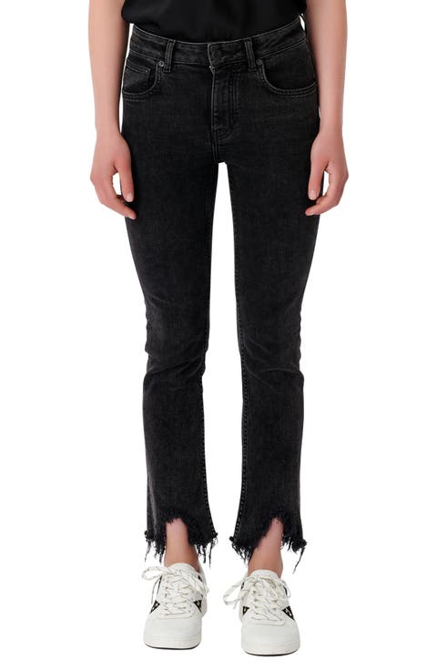 Ripped Hem Skinny Jeans (Anthracite)