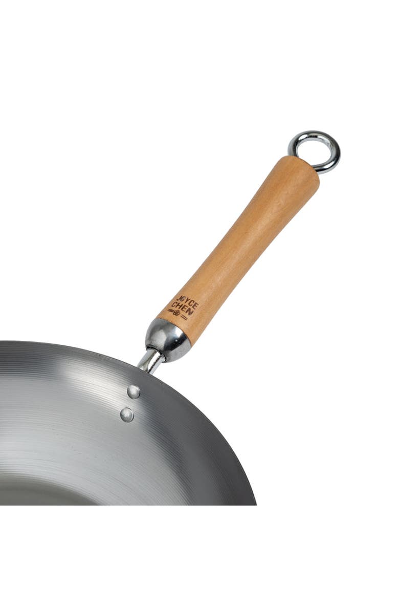 JOYCE CHEN Uncoated Carbon Steel Stir Fry Pan with Birch Handle, 12-Inch, Alternate, color, Metallic Silver