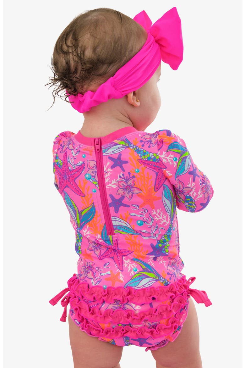Kids' Mermaid Long Sleeve One-Piece Rashguard Swimsuit, Alternate, color, PINK
