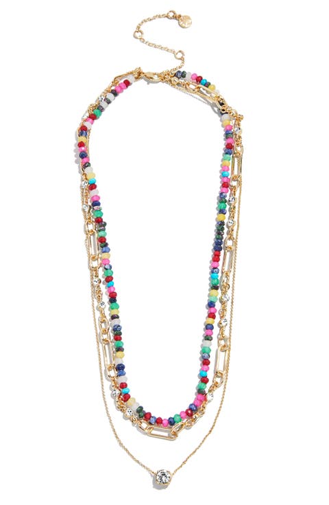 Portia Beaded Crystal Pendant Layered Necklace