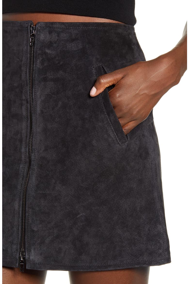 Suede Miniskirt, Alternate, color, CARBON
