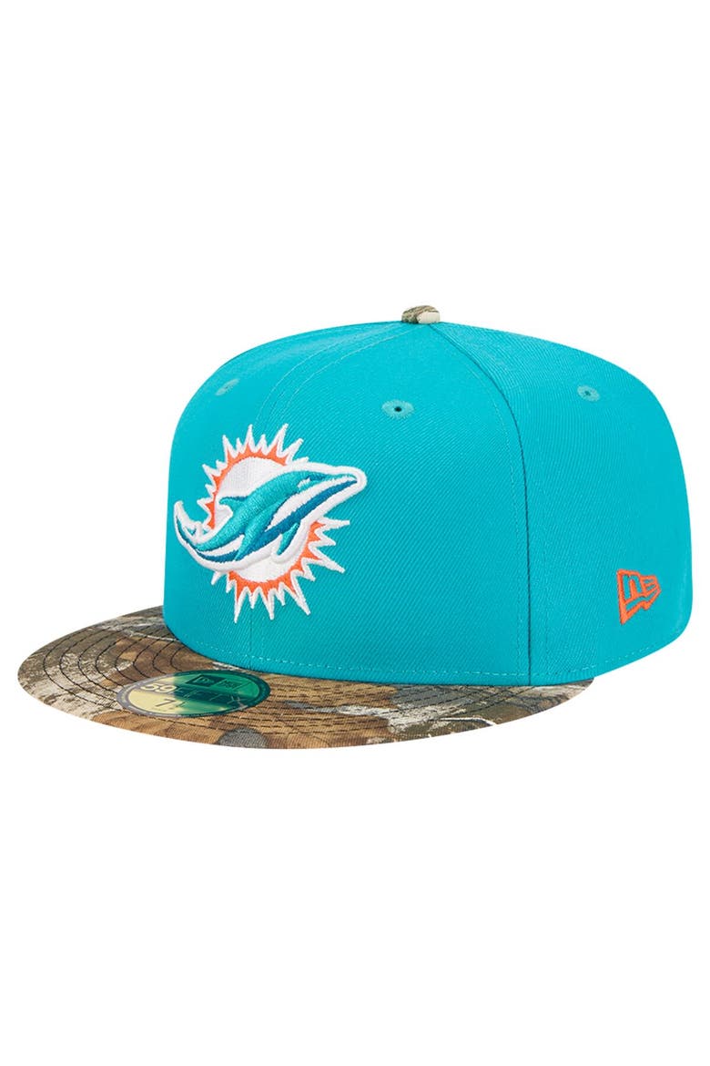 Men's New Era Aqua Miami Dolphins Active Two-Tone Camo 59FIFTY Fitted Hat, Alternate, color, Aqua
