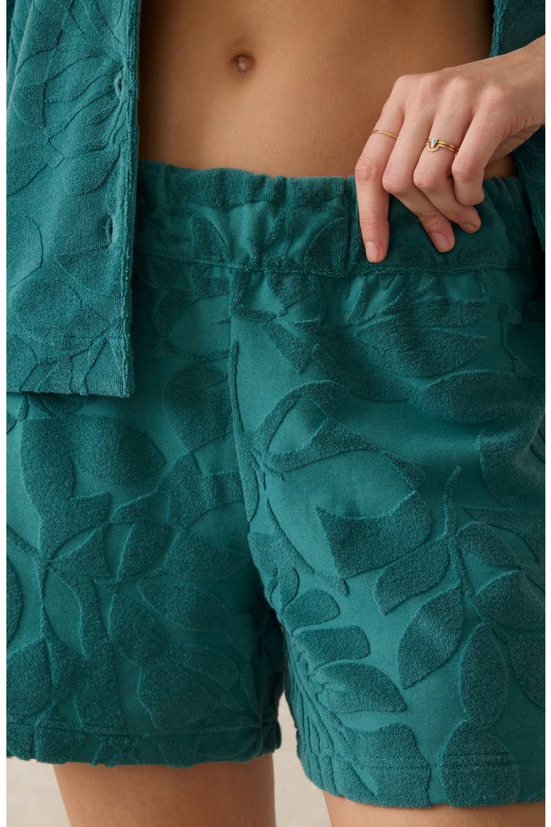 Cabana Terry Cloth Shorts, Alternate, color, EMERALD POOLSIDE FOLIAGE