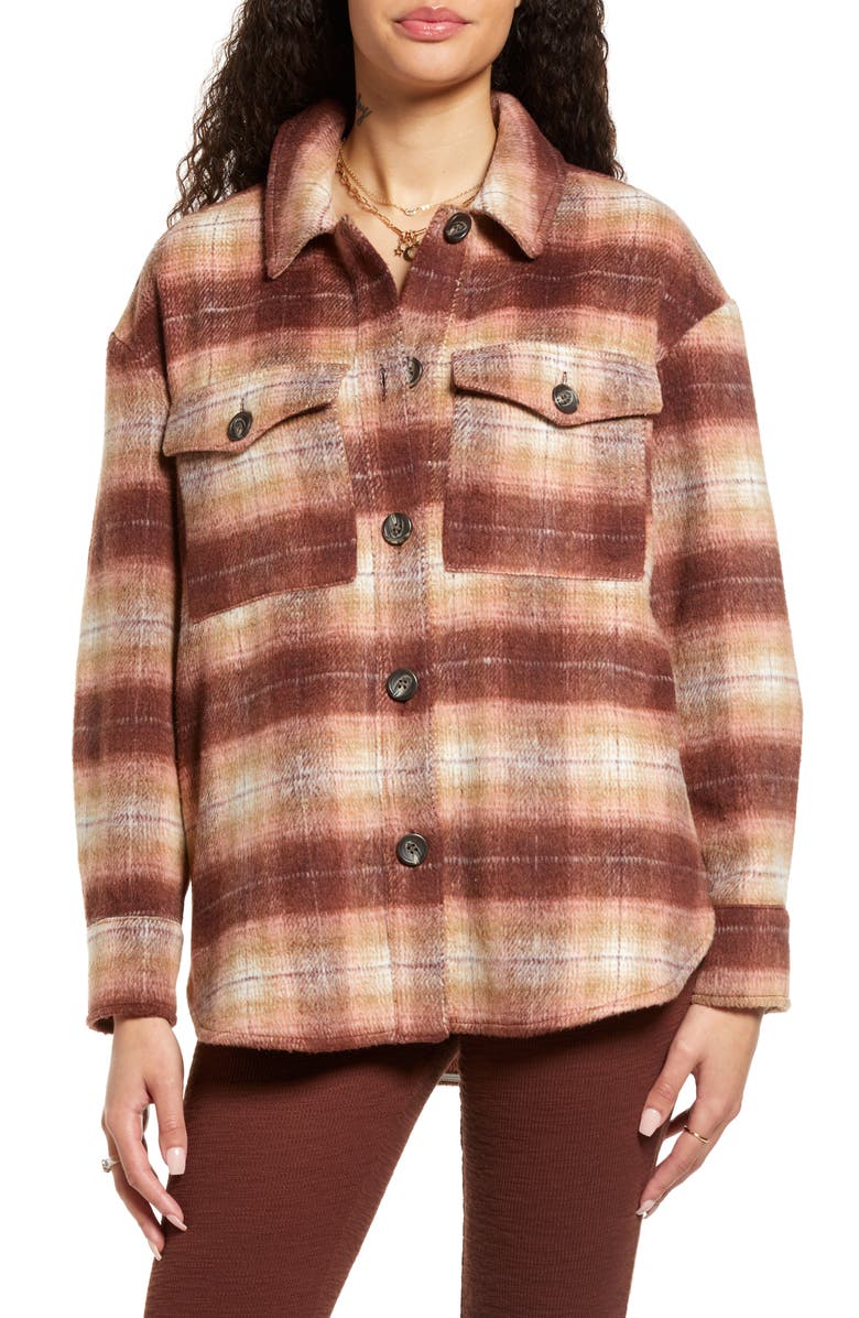 BP. Plaid Shirt Jacket, Alternate, color,