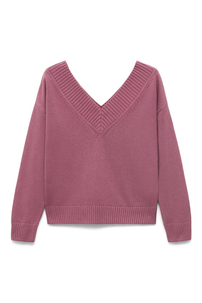 Wide V-Neck Cotton Sweater, Alternate, color, CHERRY