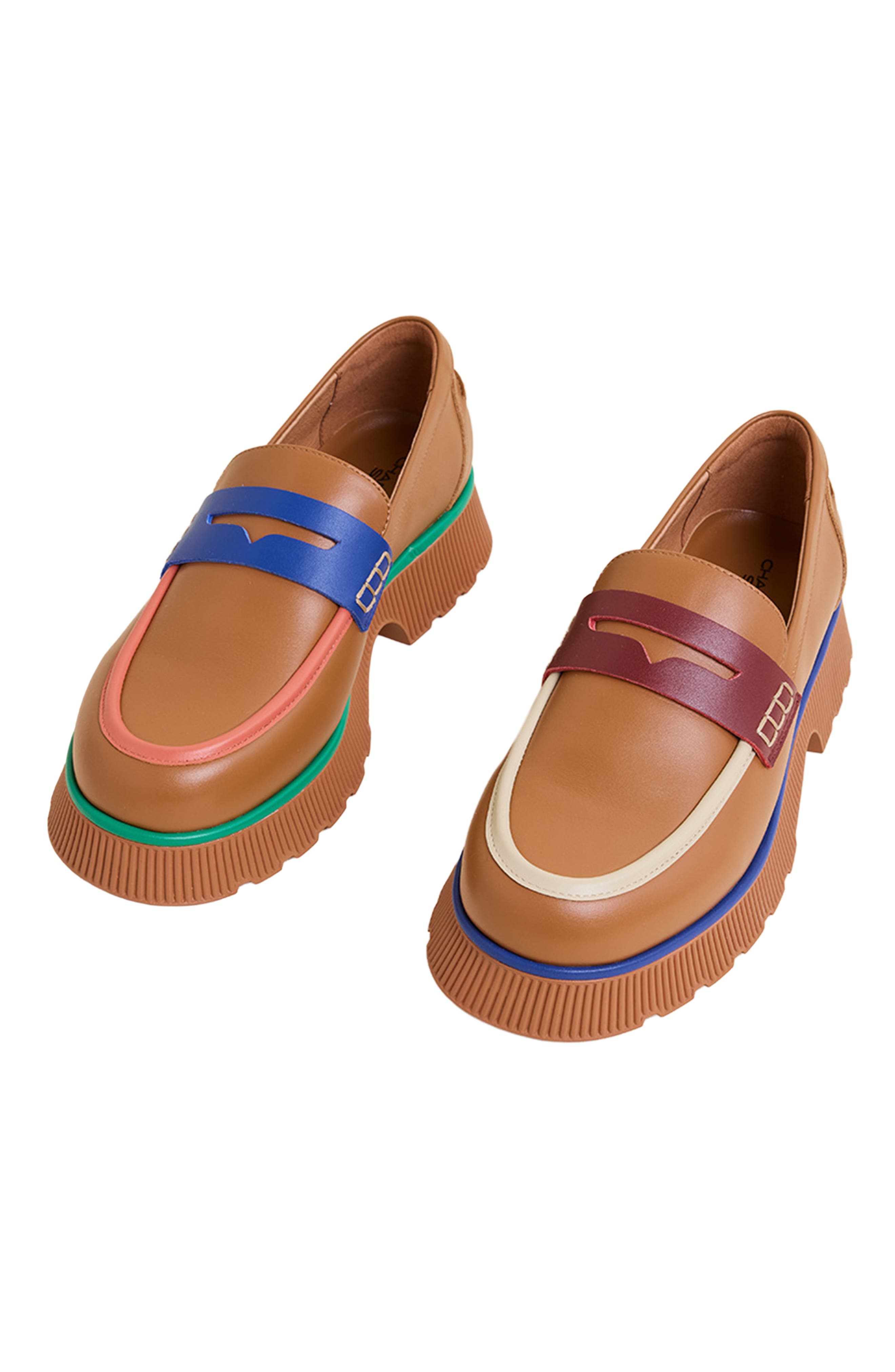 Charlotte Stone Adam Mismatched Lug Sole Penny Loafer, Main, color, Bondi