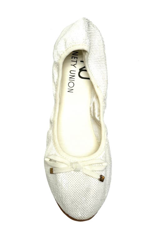 Ninety Union Sequin Ballerina Flat In White